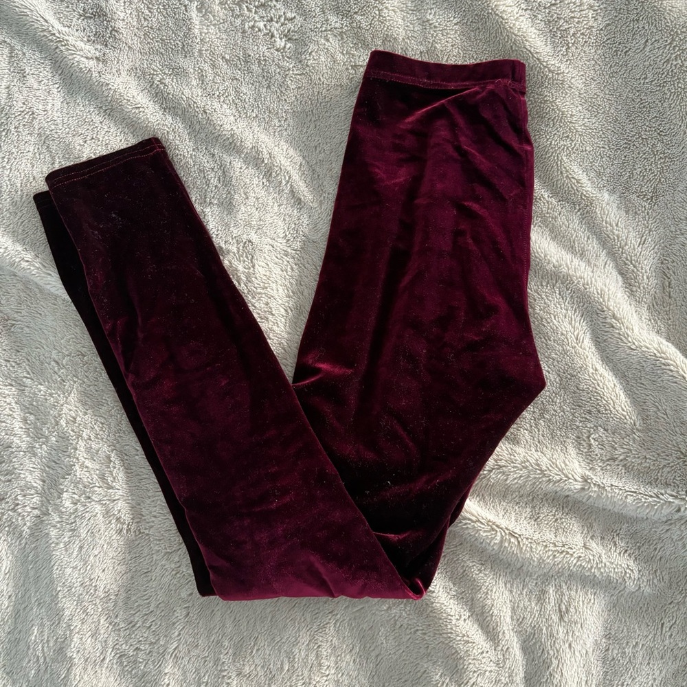 Insanity Burgundy Red Velvet Leggings